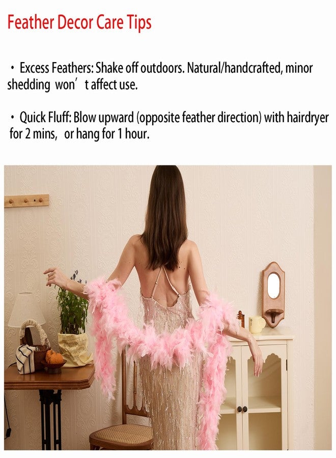 HAPPY FEATHER 2 Yards 100g Turkey Chandelle Feather Boa for Women Costume Accessory,Party Dancing Dress Up, Holiday Decors-Light Pink - Image 2